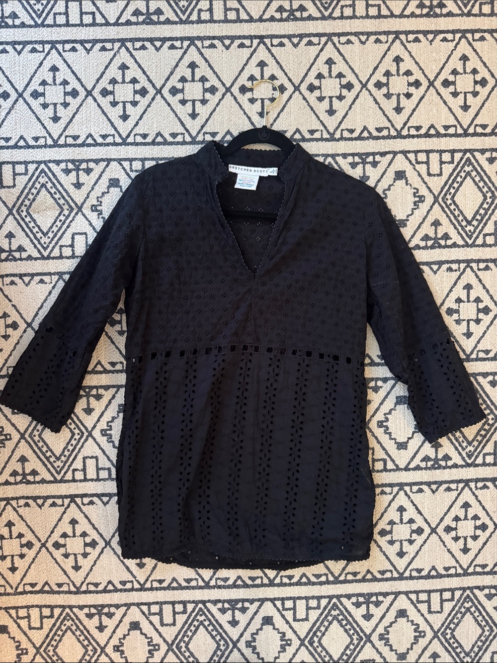 Gretchen Scott Designs Black Eyelet V-Neck Tunic
